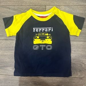 Ferrari T-shirt, navy and yellow. Size 24m